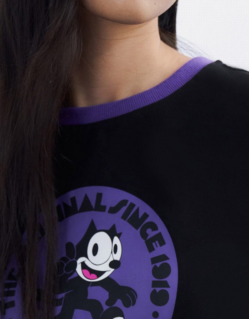 Camiseta Urban Revivo Felix The Cat Mujer Negros | OGC821FK