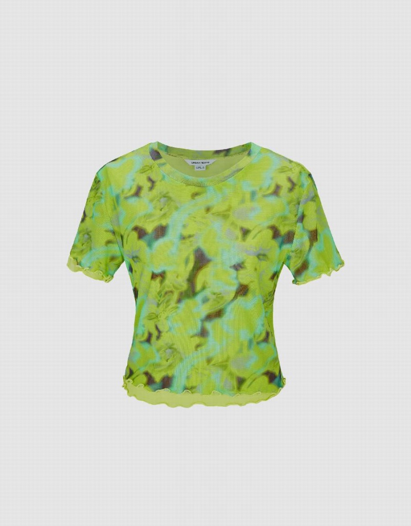 Camiseta Urban Revivo Flaco Mujer Verdes | PRT10012LS