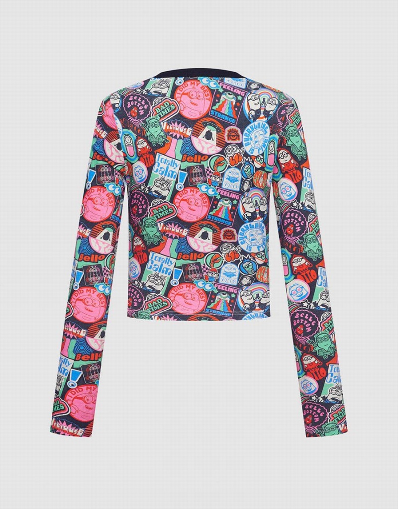 Camiseta Urban Revivo Minions Long Sleeve Print Mujer Grises | BOW4269AH