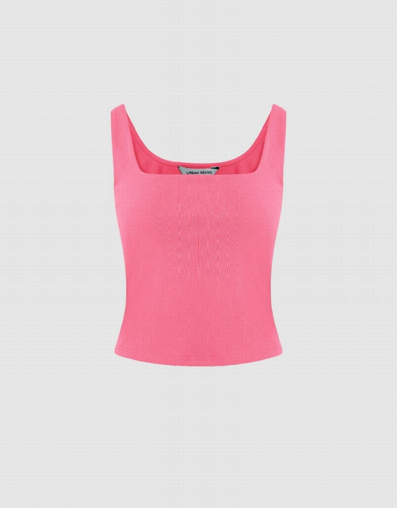 Camiseta Urban Revivo Sin Manga Flaco Mujer Rosas | KSC452EX