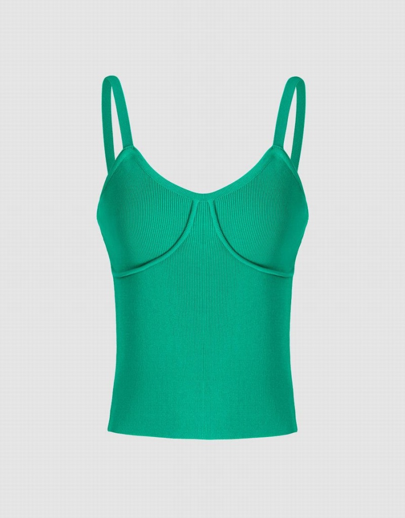 Camiseta sin Manga Urban Revivo De Punto Cami Top Mujer Verdes | KOL2721SA