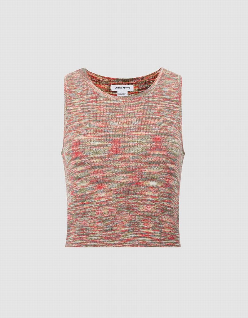 Camiseta sin Manga Urban Revivo Flecked De Punto Mujer Rojos | GRN492ZB