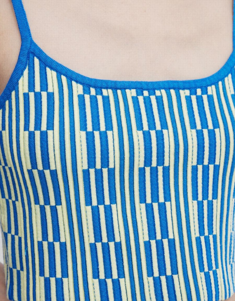 Camiseta sin Manga Urban Revivo Geo Pattern De Punto Cami Mujer Azules | JMK1197TS