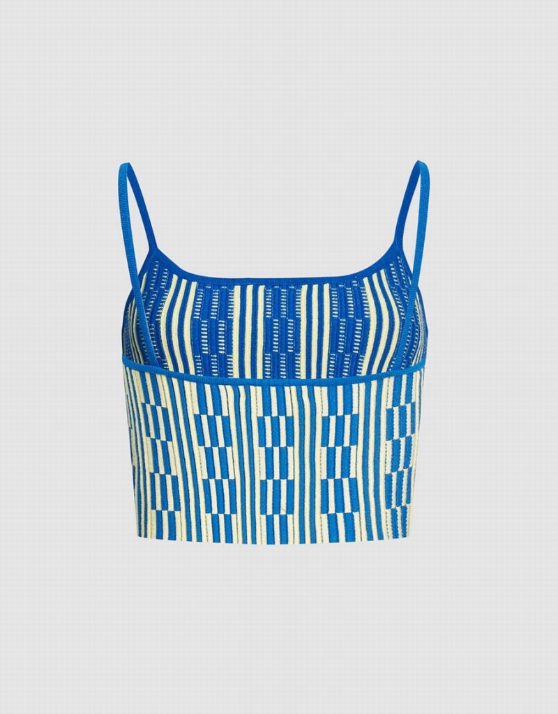 Camiseta sin Manga Urban Revivo Geo Pattern De Punto Cami Mujer Azules | JMK1197TS