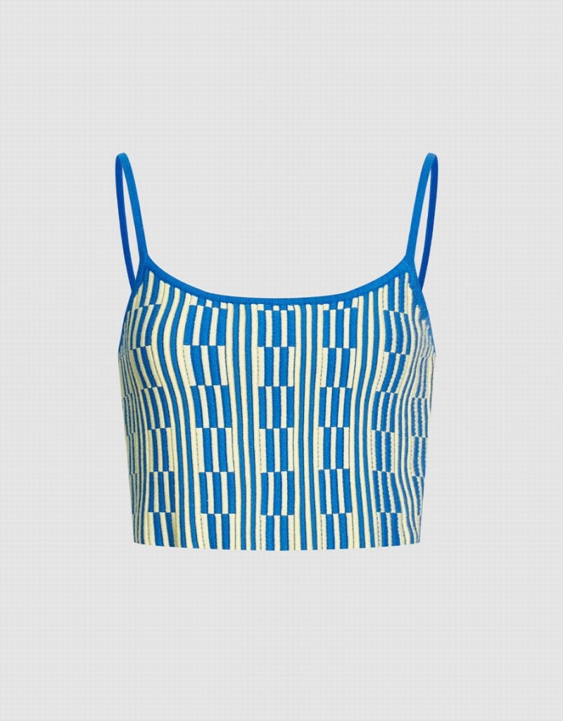 Camiseta sin Manga Urban Revivo Geo Pattern De Punto Cami Mujer Azules | JMK1197TS