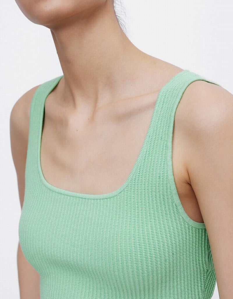 Camiseta sin Manga Urban Revivo Plain Acanalado Knit Mujer Verdes | EGA8133UY