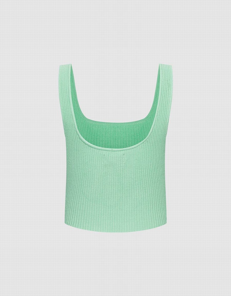 Camiseta sin Manga Urban Revivo Plain Acanalado Knit Mujer Verdes | EGA8133UY