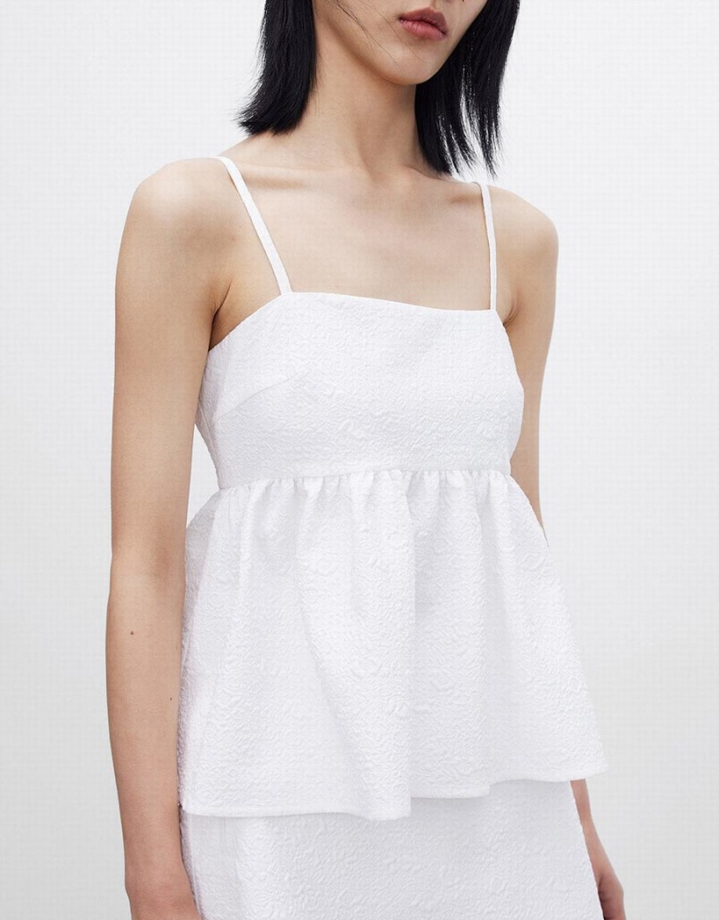 Camiseta sin Manga Urban Revivo Ruffle Hem Cami Mujer Blancos | FIT6198PU