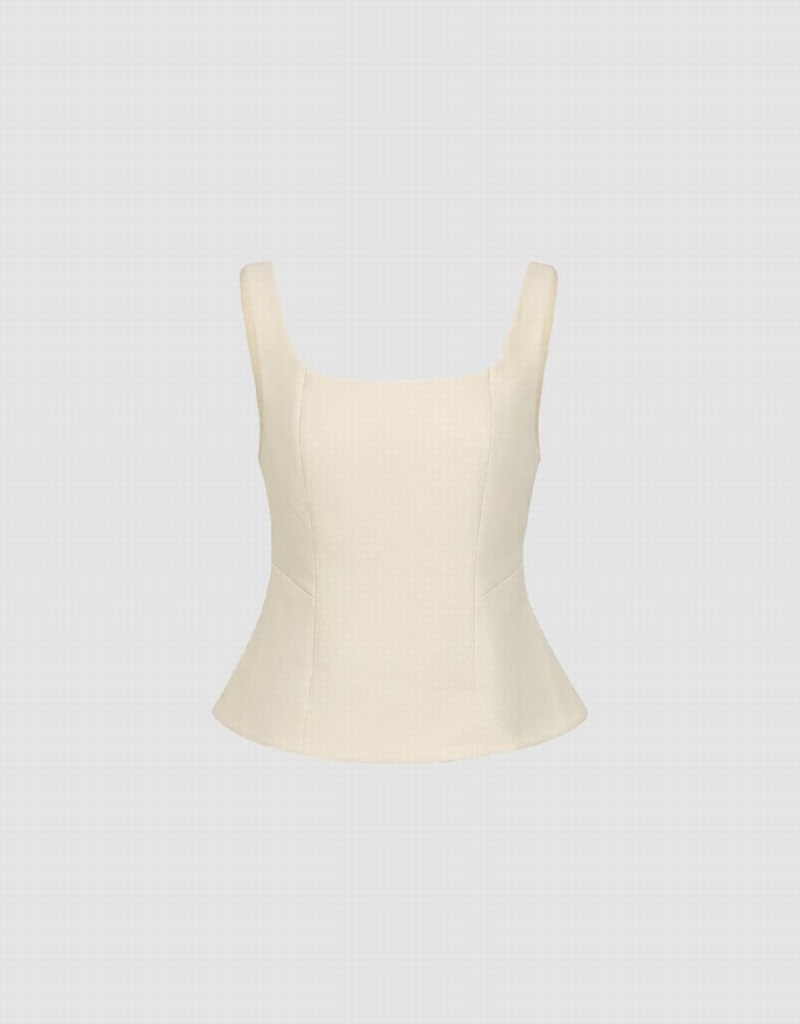 Camiseta sin Manga Urban Revivo Square-cut Collar Cami Mujer Blancos | YJX689EX