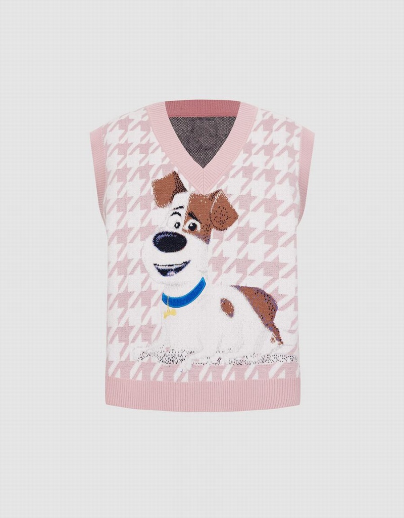 Camiseta sin Manga Urban Revivo The Secret Life Of Pets Houndstooth Mujer Rosas | KBN1090SV