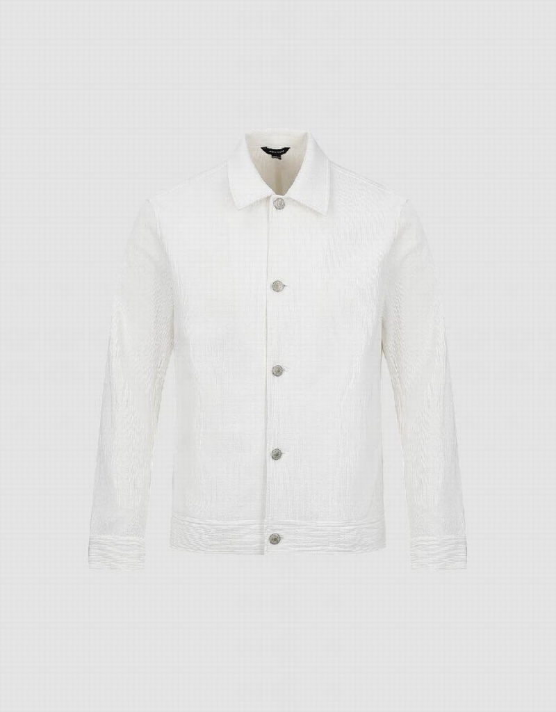 Chamarras Urban Revivo Button Up Directo Hombre Blancos | JCF1619CA