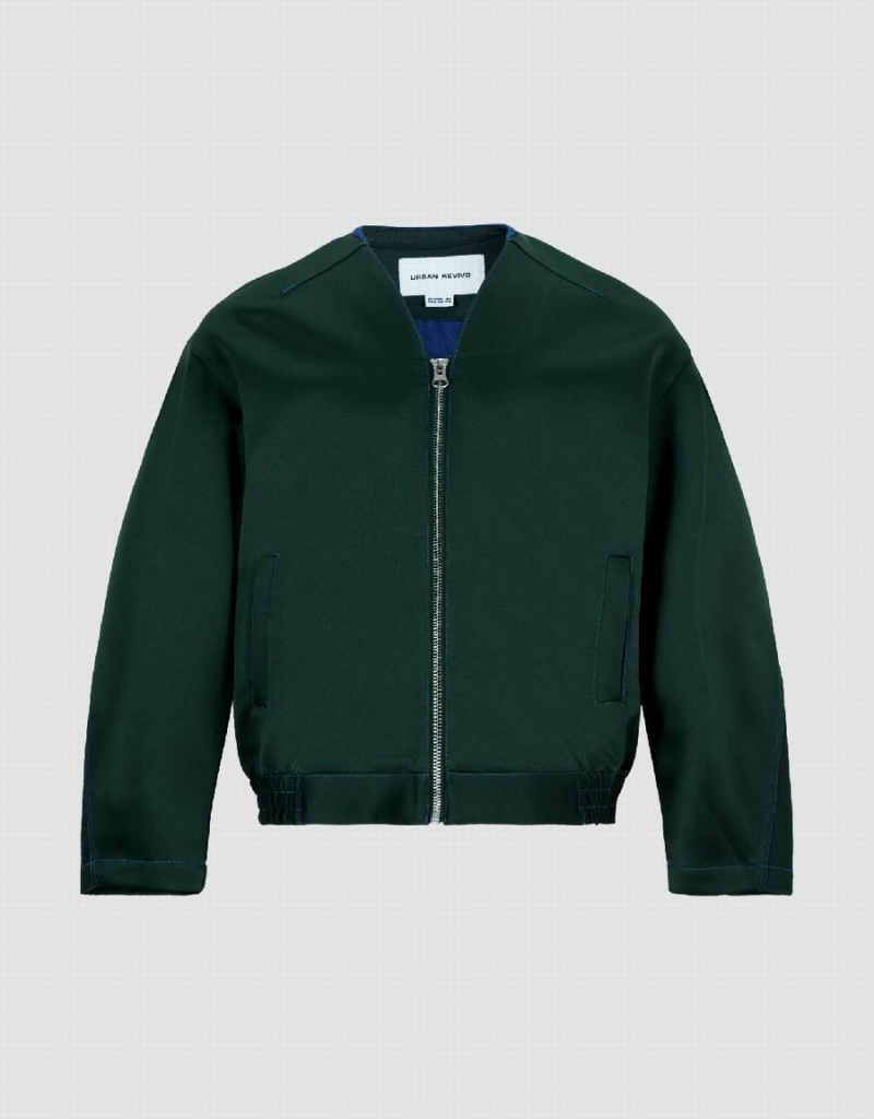 Chamarras Urban Revivo Cremallera Front Oversized Hombre Verdes | GWZ4338HF