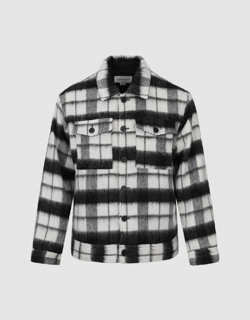 Chamarras Urban Revivo Plaid Woolen Directo Hombre Negros | HWW5236LO