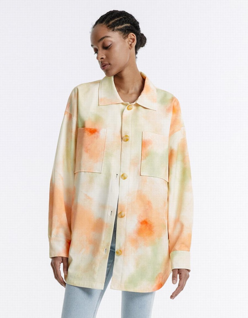 Chamarras Urban Revivo Tie Dye Oversized Mujer Multicolor | TRK4830JN