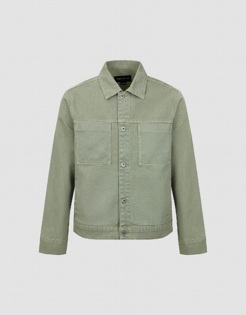 Chaquetas De Mezclilla Urban Revivo Button Up Hombre Verdes | NQT6545LY