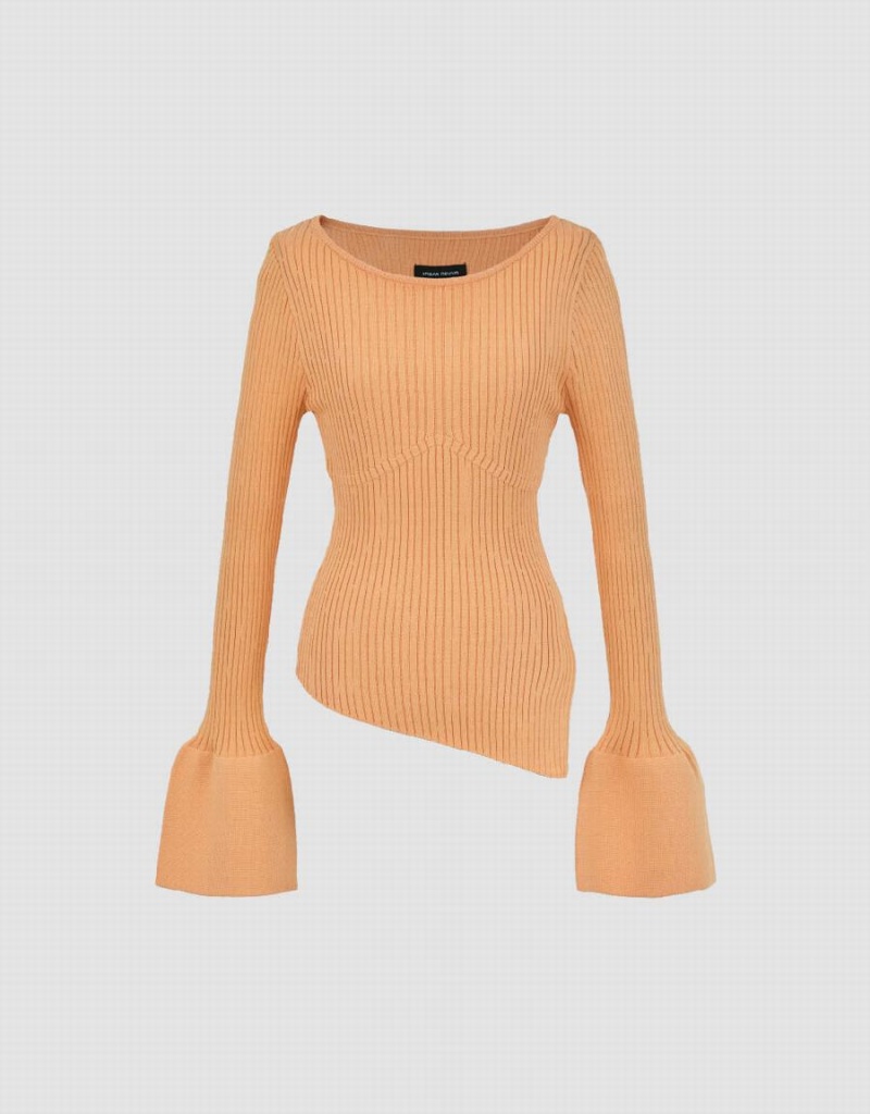 Cárdigan Urban Revivo Asymmetric Crew Neck De Punto Mujer Naranjas Claro | MKY258KC