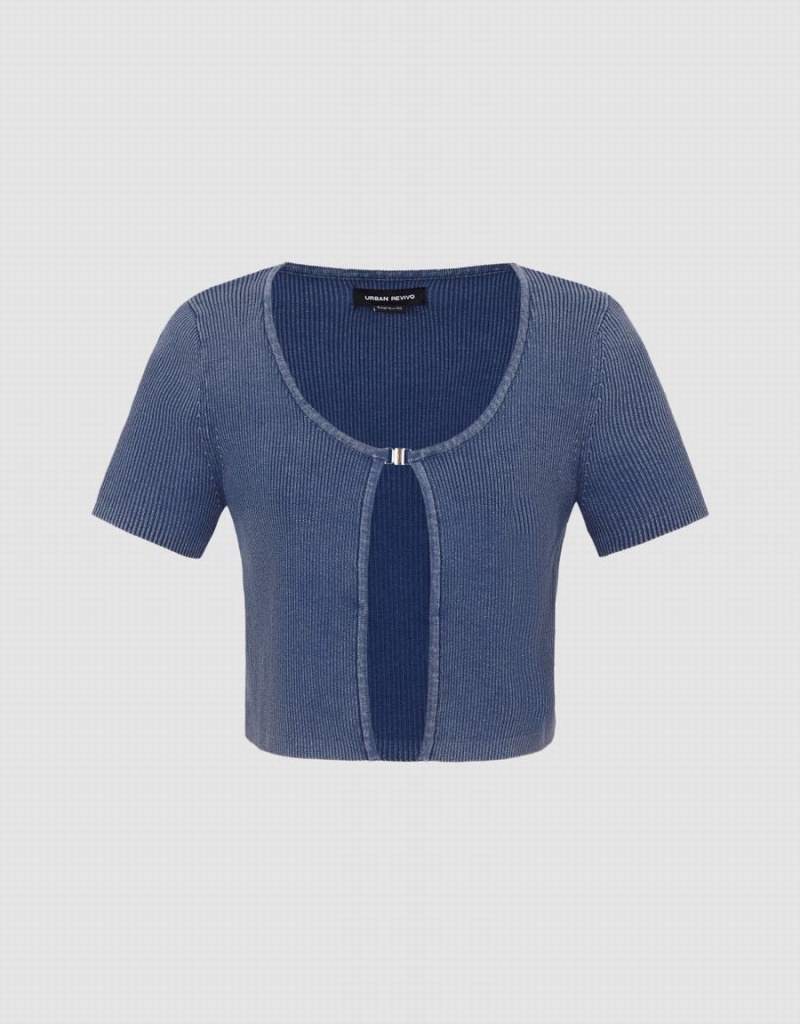 Cárdigan Urban Revivo Buckled De Punto Mujer Azules | RHD8147ZM