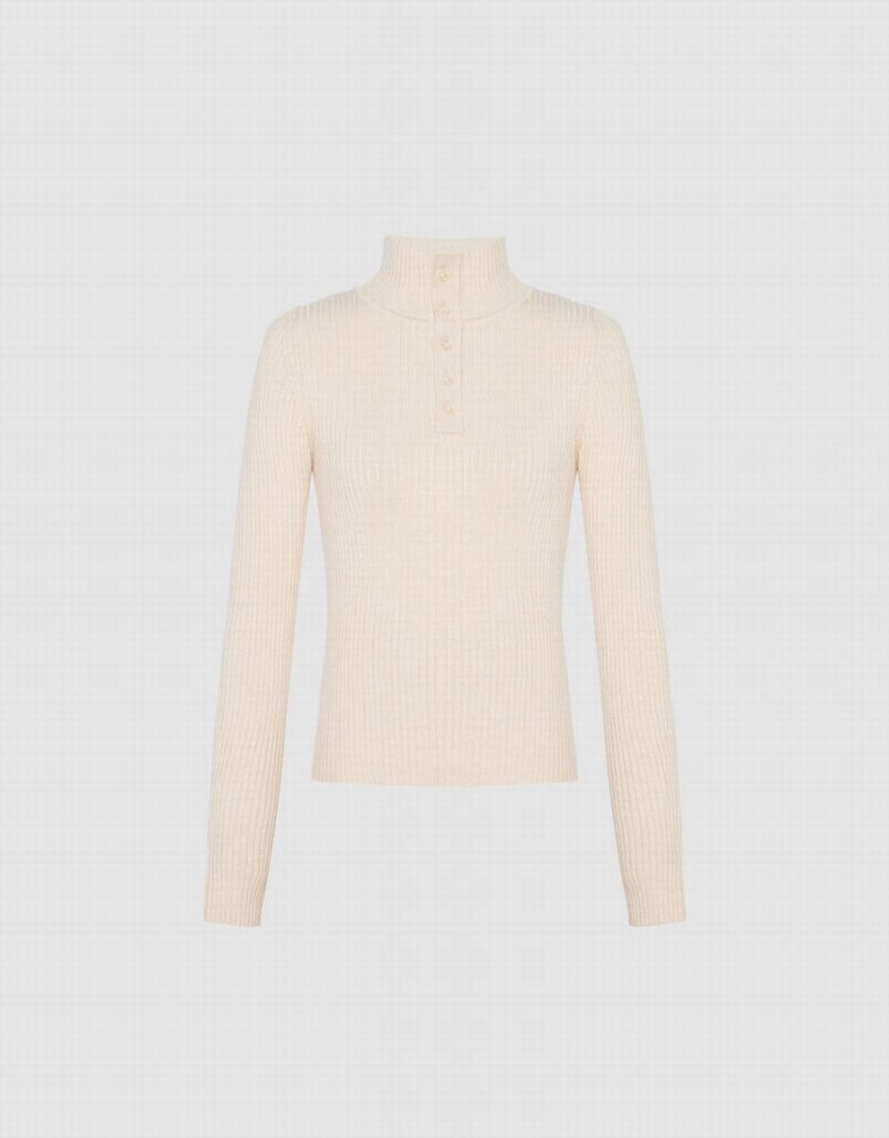 Cárdigan Urban Revivo Button Half Placket De Punto Mujer Beige | NOG6635AH