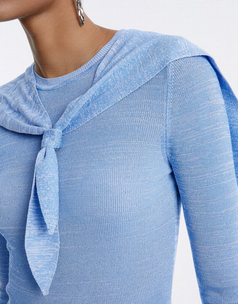 Cárdigan Urban Revivo Combination Tie Front De Punto Top Mujer Azules | MUL929LP