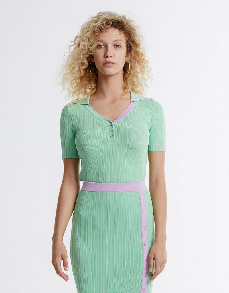 Cárdigan Urban Revivo Contrast Trim Mujer Verdes | BRY8396XU