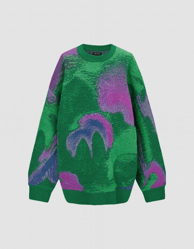 Cárdigan Urban Revivo Crew Neck De Punto Mujer Verdes | IPN752UQ