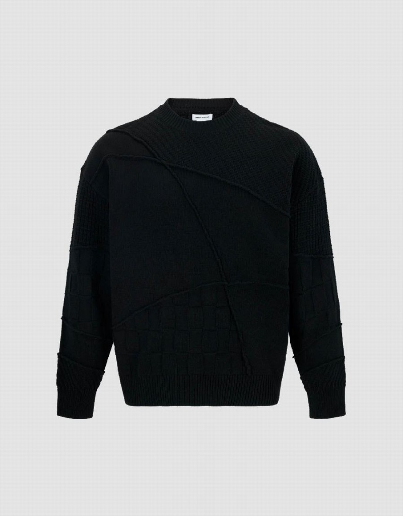 Cárdigan Urban Revivo Crew Neck De Punto Hombre Negros | BMX5219CR