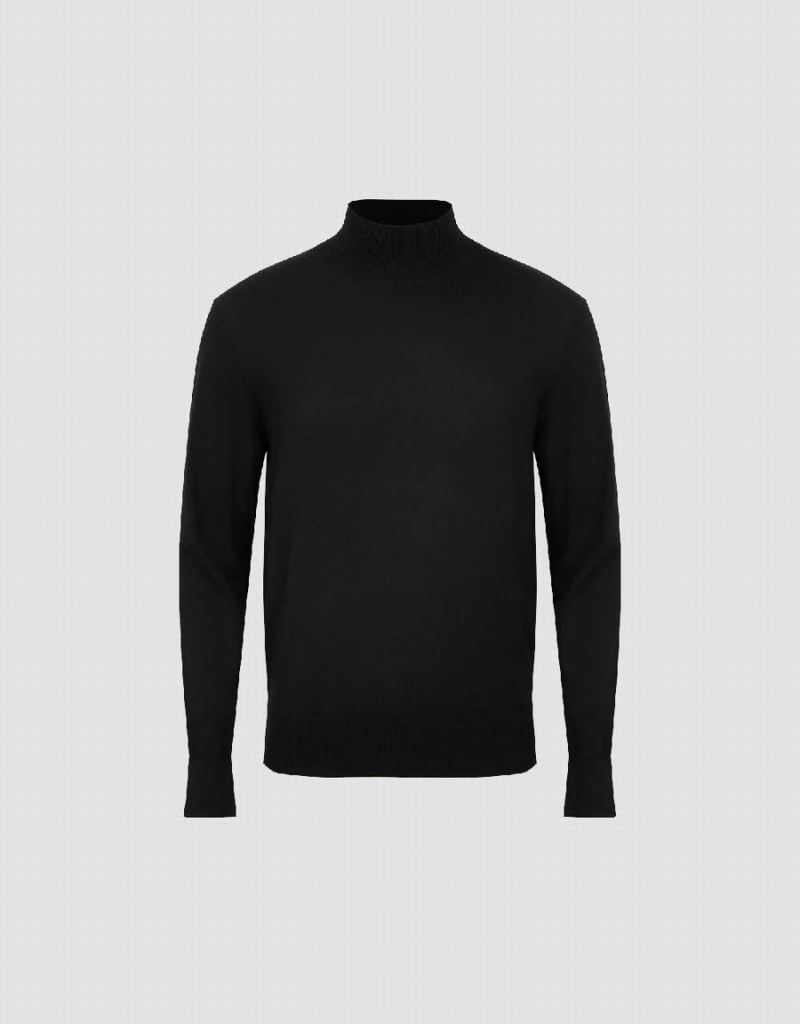 Cárdigan Urban Revivo Crew Neck De Punto Hombre Negros | OOY7486VP