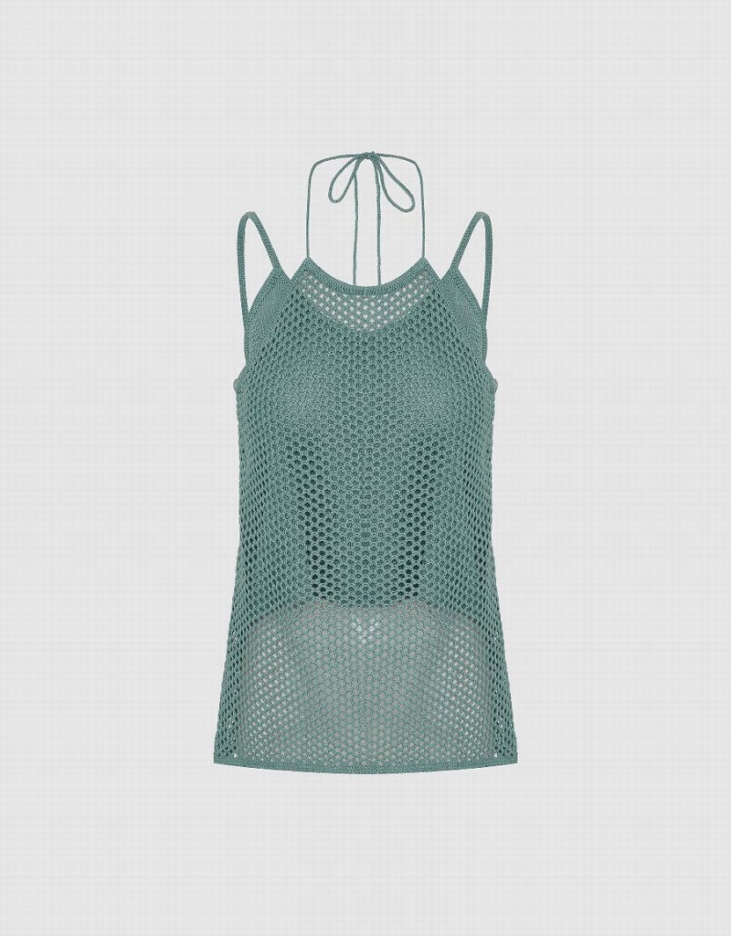 Cárdigan Urban Revivo Crochet Kntted Cami Top Mujer Verdes | FJW484RQ