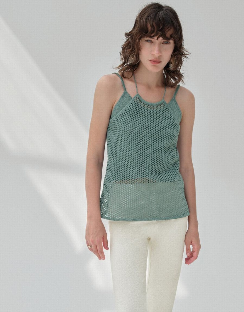 Cárdigan Urban Revivo Crochet Kntted Cami Top Mujer Verdes | FJW484RQ