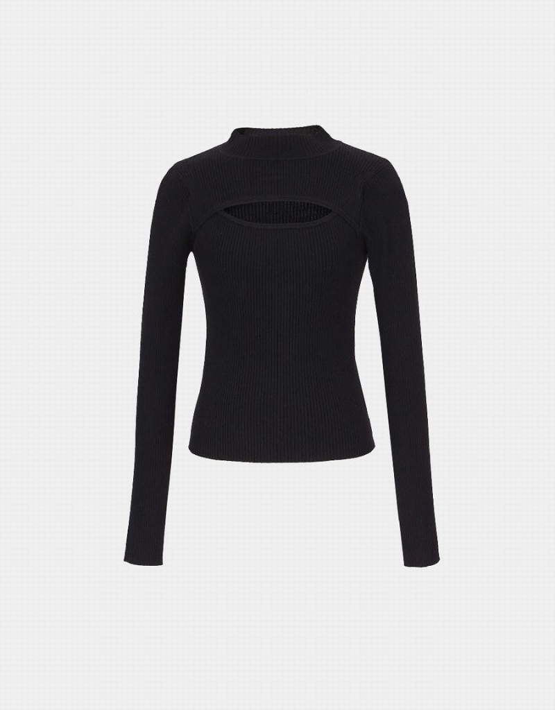 Cárdigan Urban Revivo Cut-Out De Punto Mujer Negros | XEI6740JE