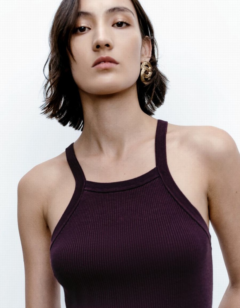 Cárdigan Urban Revivo De Punto Halter Neck Mujer Rojos | URX4029KR