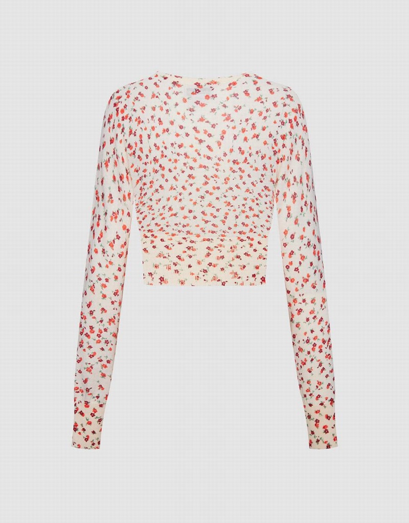 Cárdigan Urban Revivo Floral Button Front De Punto Top Mujer Rojos | HOB4147AU