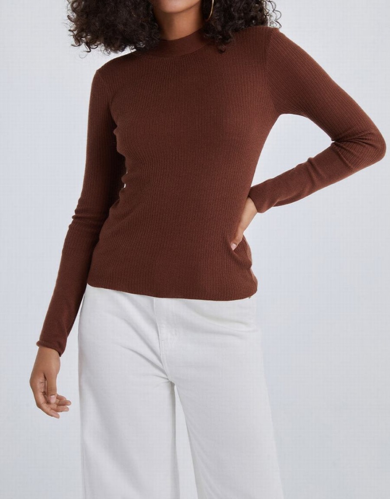 Cárdigan Urban Revivo Minimalistic Solid De Punto Top Mujer Marrom Oscuro | FDF2476RW