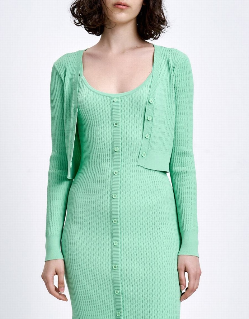 Cárdigan Urban Revivo Plain Button Up Mujer Verdes | THR1329GA