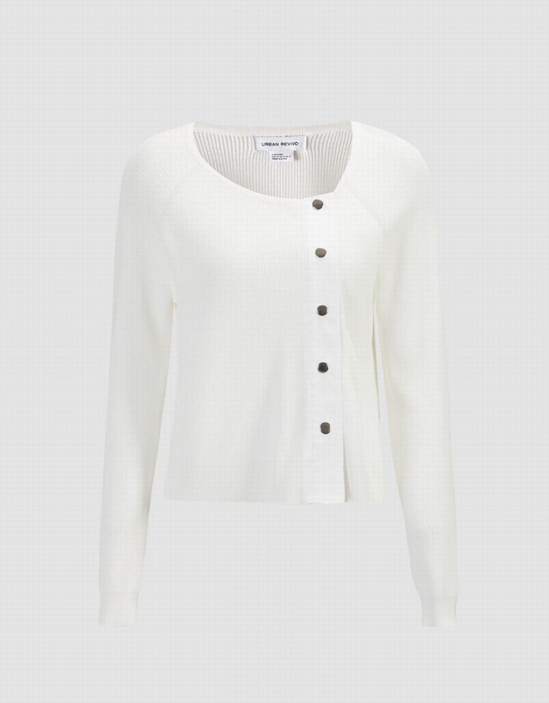 Cárdigan Urban Revivo Plain Button Up Mujer Blancos | NKI4818XX