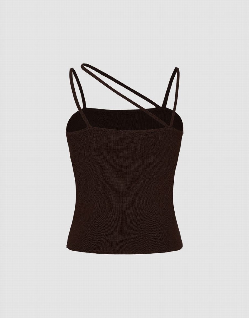 Cárdigan Urban Revivo Thin De Punto Cami Top Mujer Marrom Oscuro | NRQ7217TU