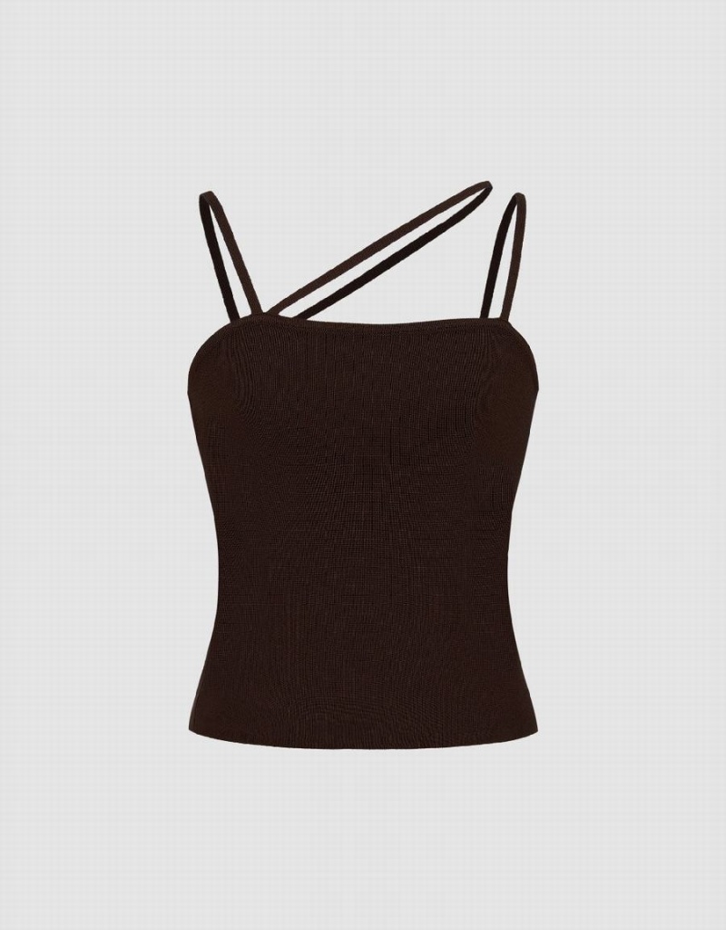 Cárdigan Urban Revivo Thin De Punto Cami Top Mujer Marrom Oscuro | NRQ7217TU