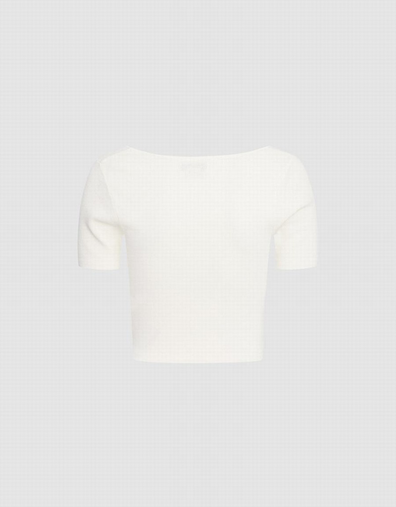 Cárdigan Urban Revivo Tie Front Fitted Tee Mujer Blancos | CAC4040CS