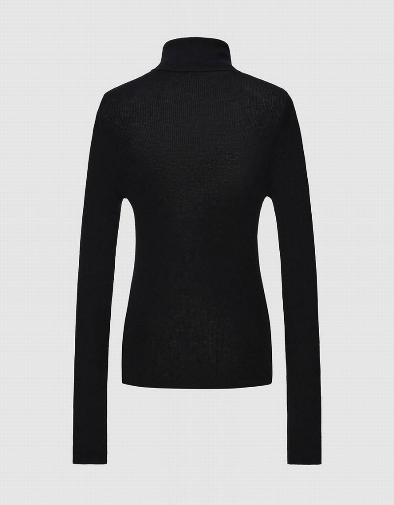 Cárdigan Urban Revivo Turtle Neck De Punto Mujer Negros | RHG151QZ