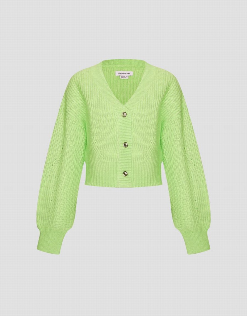 Cárdigan Urban Revivo V-Neck Knit Mujer Verdes | COB8316HX