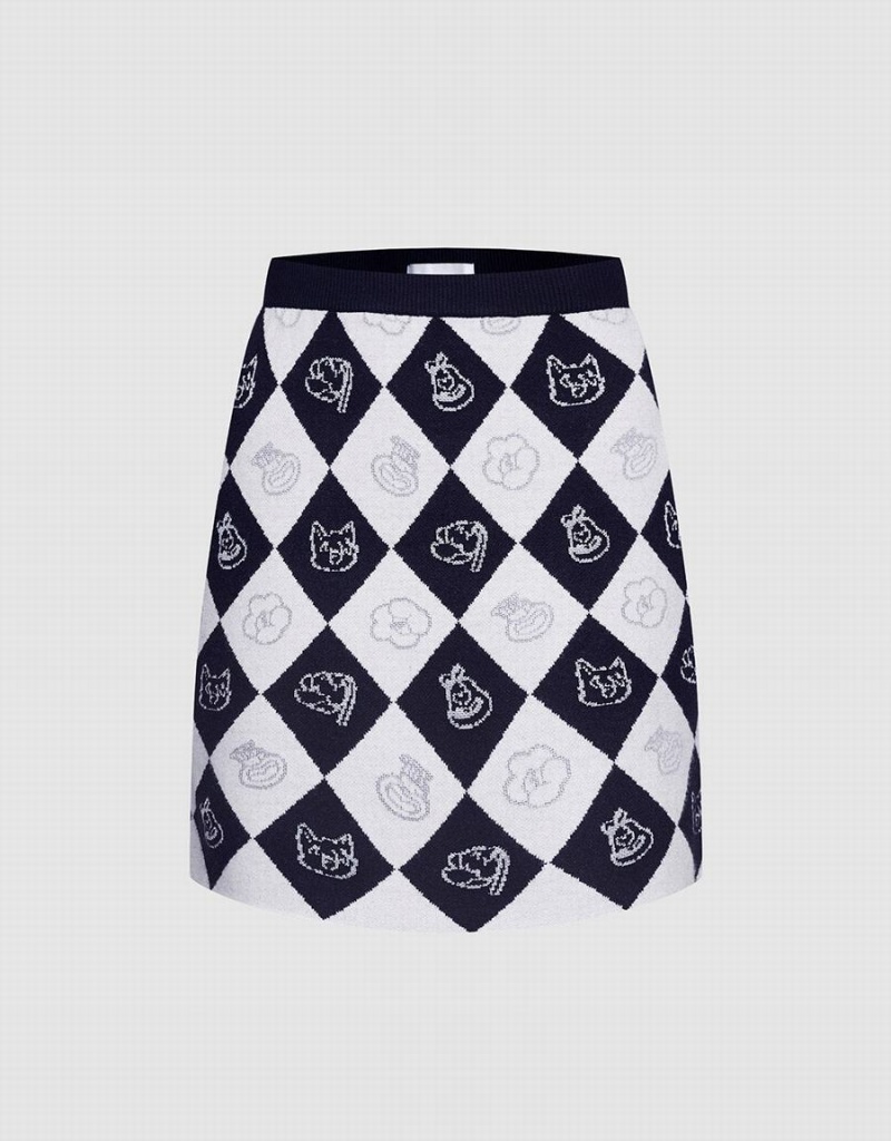 Falda Urban Revivo Argyle Pattern De Punto Mujer Grises | PQH1866LL