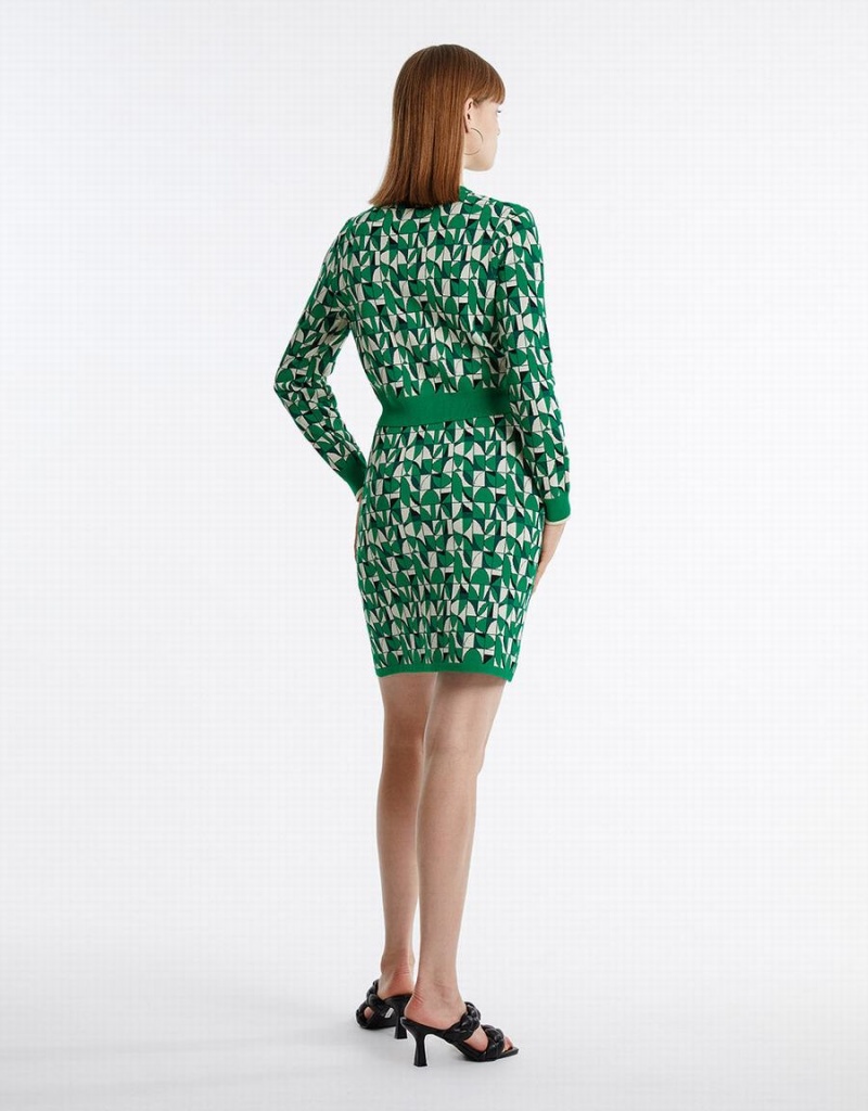 Falda Urban Revivo Geometric Print De Punto Mujer Verdes | WWI756CL