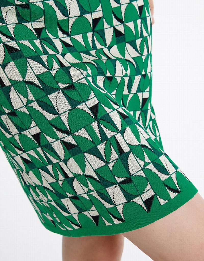 Falda Urban Revivo Geometric Print De Punto Mujer Verdes | WWI756CL