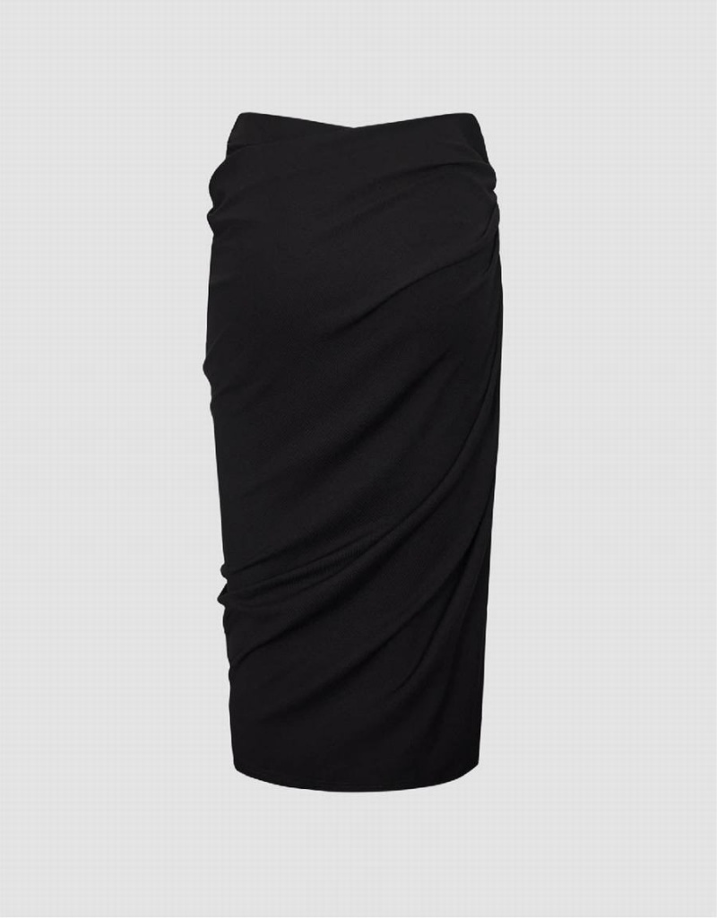 Falda Urban Revivo Midi Wrapped Fishtail Mujer Negros | TYQ3964FB