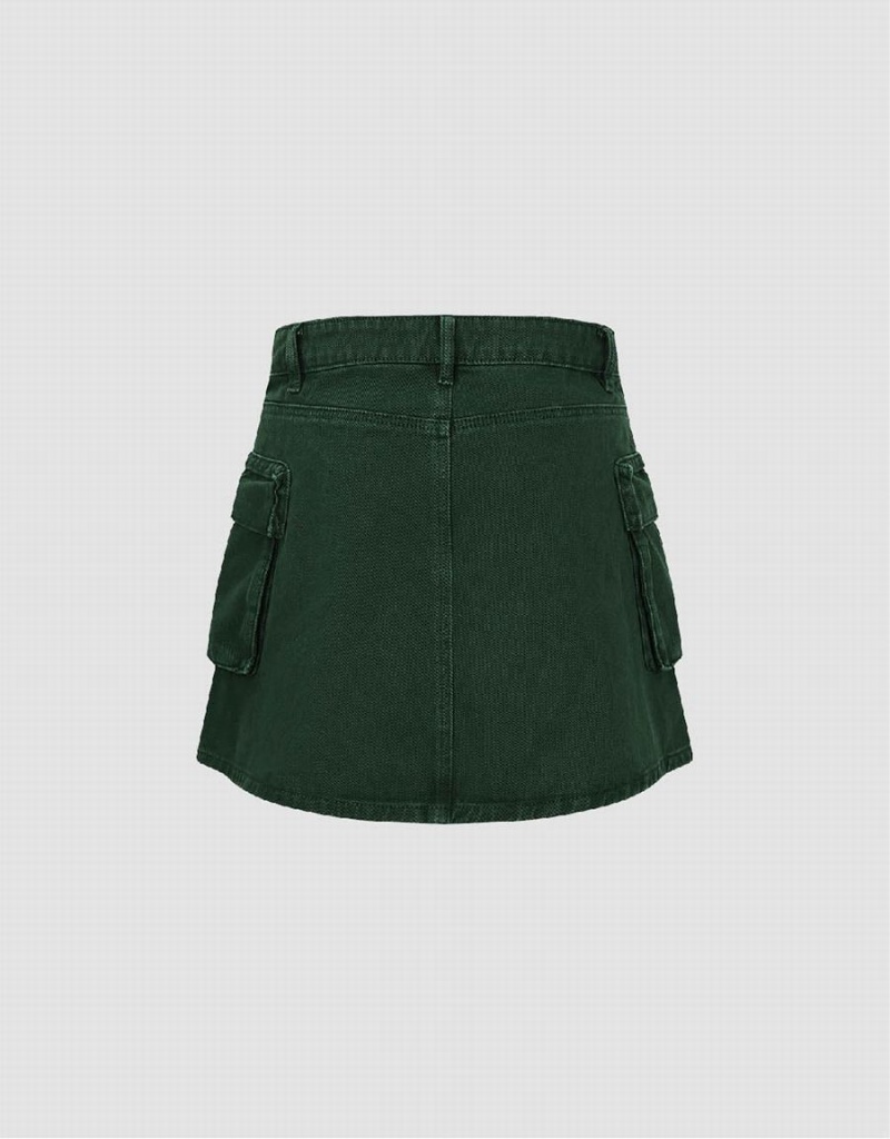 Falda Urban Revivo Mini A-Line Denim Mujer Verdes | ESB118GB