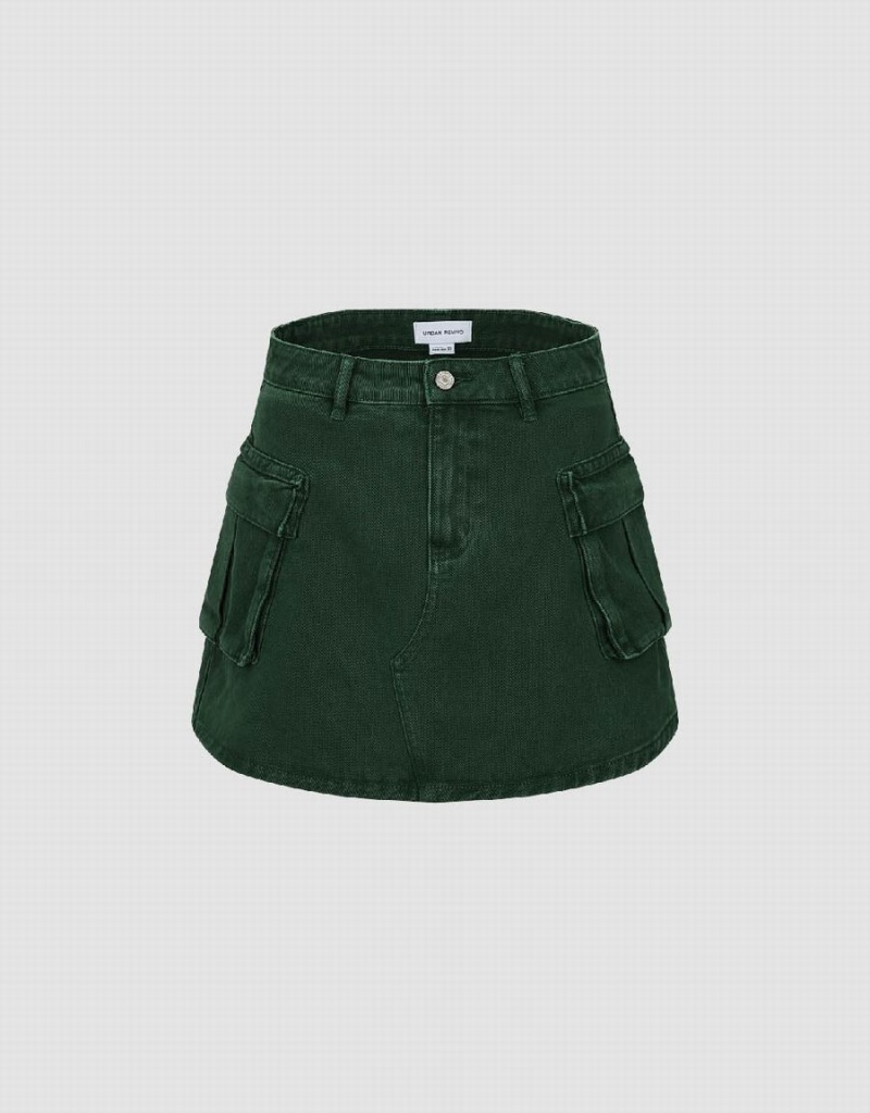 Falda Urban Revivo Mini A-Line Denim Mujer Verdes | ESB118GB