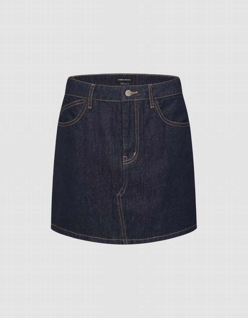 Falda Urban Revivo Mini A-Line Denim Mujer Azules | JYK3367TD