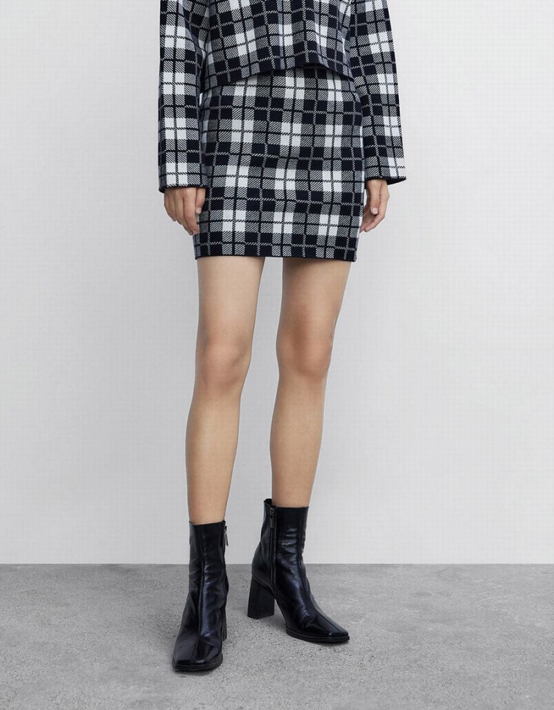 Falda Urban Revivo Plaid Knit Mujer Grises | BJA1083UA