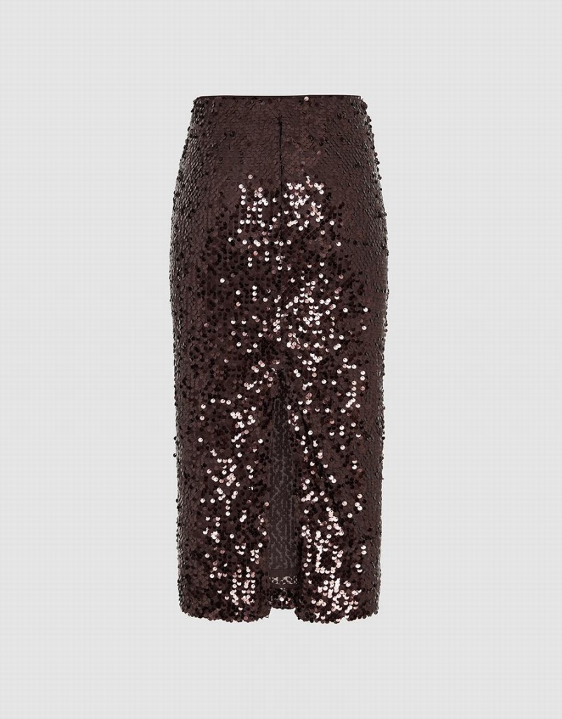 Falda Urban Revivo Sequins Midi Directo Mujer Morados | OGR5497CW