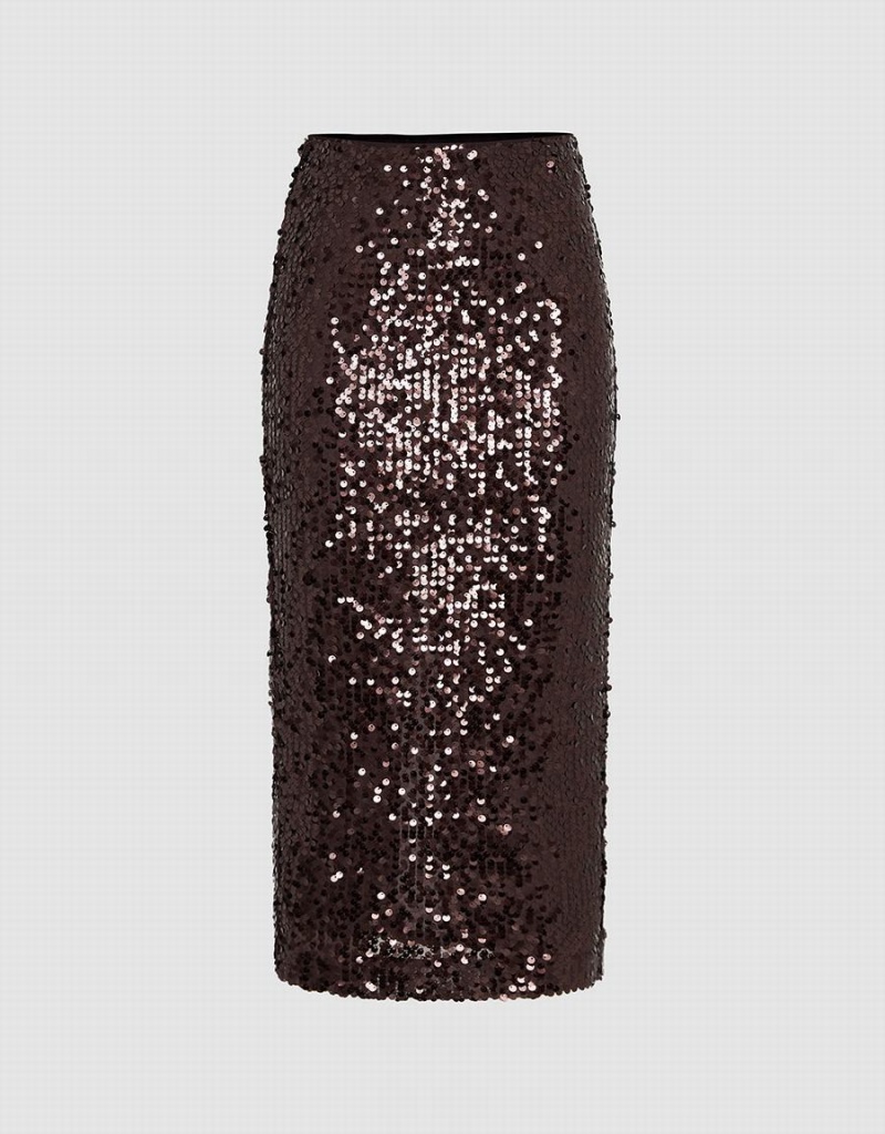 Falda Urban Revivo Sequins Midi Directo Mujer Morados | OGR5497CW